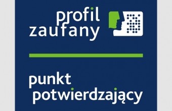 biały napis profil zaufany na niebieskim tle
